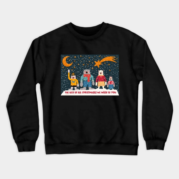 Merry Christmas Postcards - cute Christmas gift -  Polar bear family Crewneck Sweatshirt by Boogosh